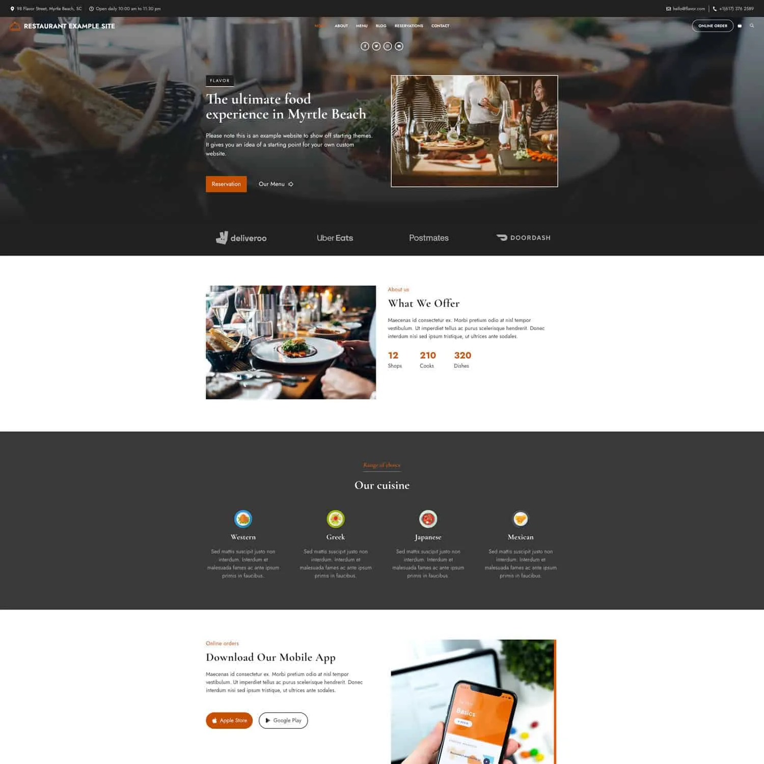 Restaurant Example Site